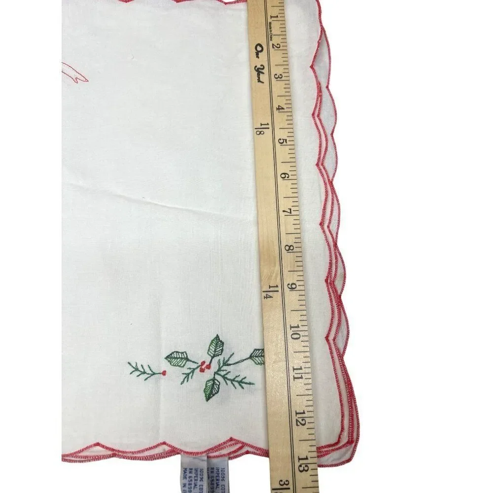 Vintage Cotton Imperial Elegance Christmas Placemat Set With Floral Embroidery &